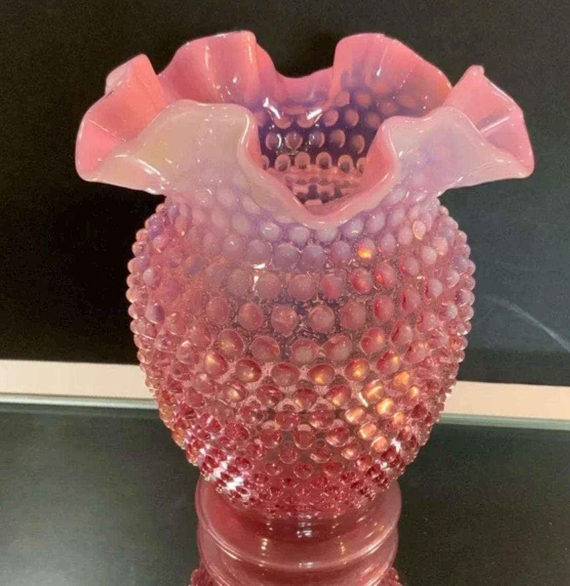 Fenton Cranberry Hobnail Glass Vase - Etsy