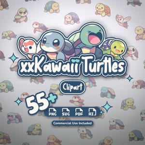 Kawaii Turtle Clipart | Chibi Graphics (png, svg, pdf, ai)