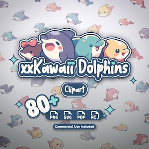 Kawaii Dolphin Clipart | Chibi Graphics (png, svg, pdf, ai)