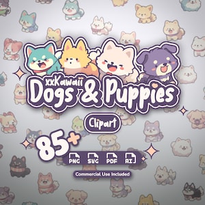 Kawaii Puppy Clipart | 85+ Chibi Dog Graphics (png, svg, pdf, ai) imagem 1