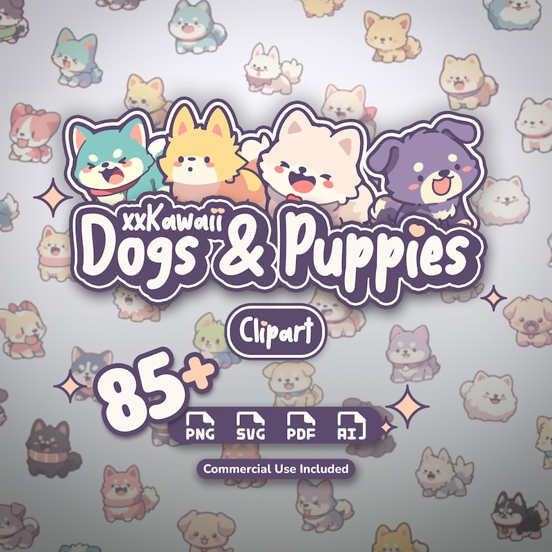 Kawaii Puppy Clipart | 85+ Chibi Dog Graphics (png, svg, pdf, ai) imagem 1