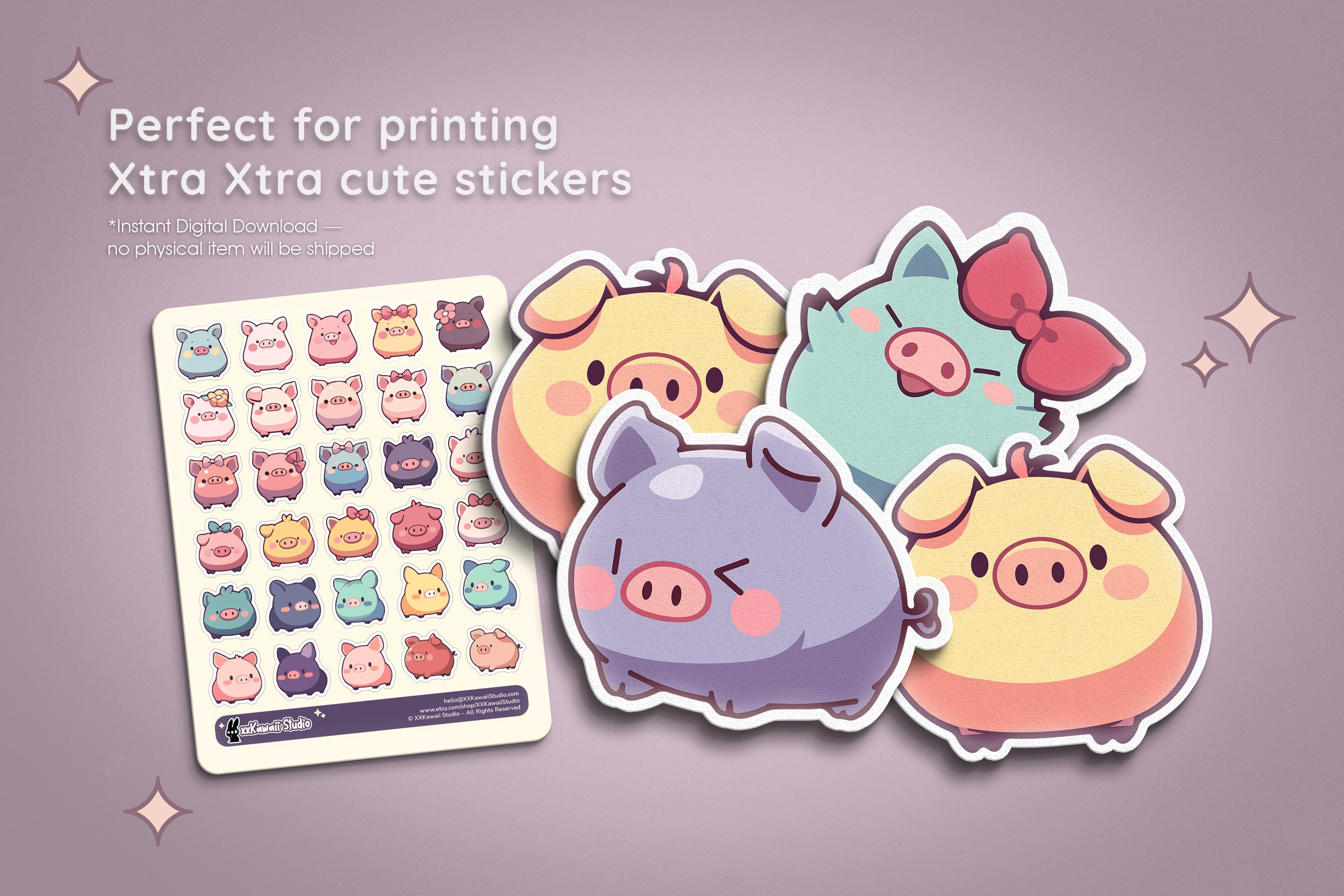Graphics For Stickers Kawaii Pig Clipart | 70 Chibi Graphics for Stickers (png, Svg, Pdf, Ai ...
