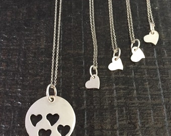 Mother daughter jewelry, mother and 4 daughters necklace, personalized necklace, mother of four daughters,grandmothers necklace