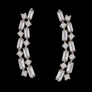 Sterling Silver Ear Crawler Earrings – Marquise CZ Climber Earrings | Elegant Minimalist Jewelry