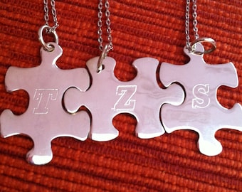 Collar de pieza de rompecabezas de plata esterlina, una joya personalizada para dama de honor, regalos para la fiesta nupcial