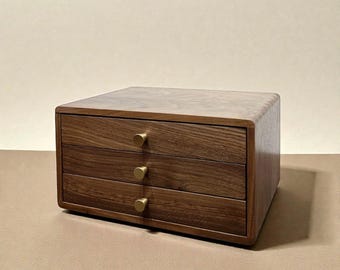 Solid Walnut Jewelry Box with Drawer, Large Custom Jewelry Organizer Case, Wedding Gift, Gift for Mom, Best Friend Idea