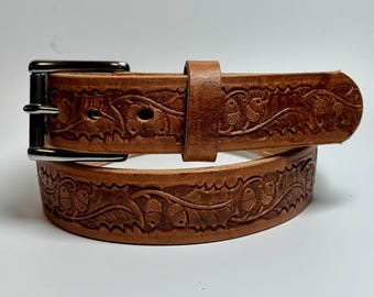 Old World Harness Leather Belt - Amish Made – Heavy Duty Full Grain Work Belt (Lifetime Warranty)
