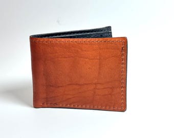 Bison Leather Bifold Wallet For Men, Amish Made In Usa