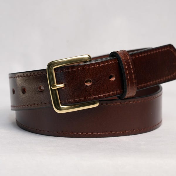 Men’s Brown Dress Belt – Full Grain, Amish Made, 1.25" or 1.5" Width