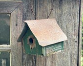 Amish Handcrafted Rustic Bird House – Reclaimed Barn Wood & Vintage Metal Roof