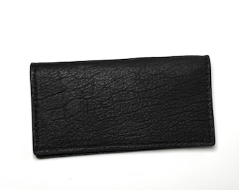 Amish Bison Leather Checkbook Cover | Slim Handmade Wallet Organizer USA