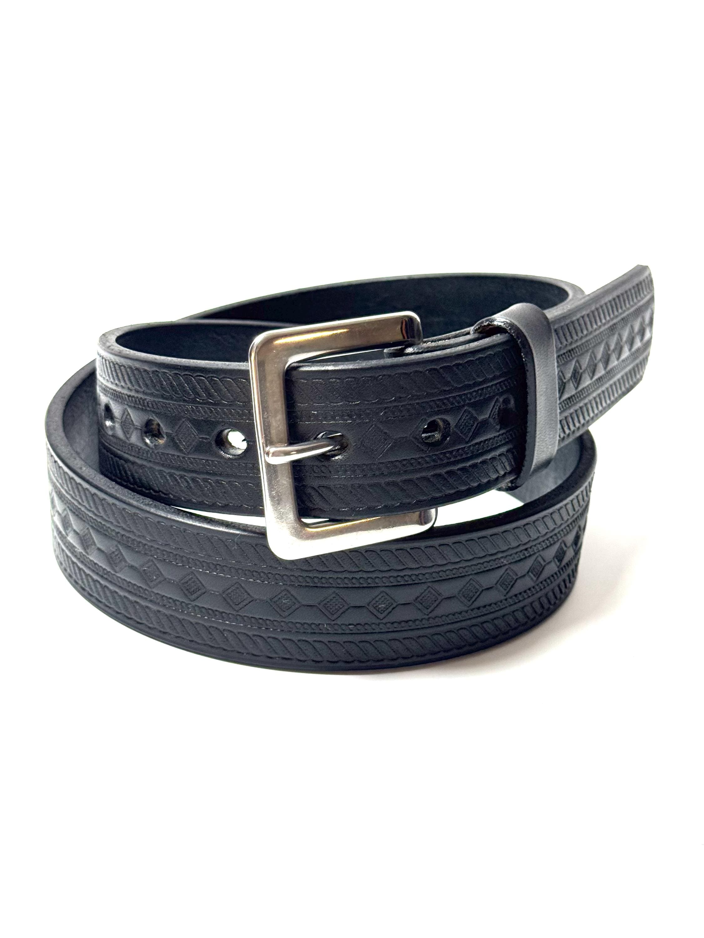 Black Diamond Leather Belt, Amish Handcrafted,Heavy Duty, Full Grain Belt, Stainless Steel Buckle
