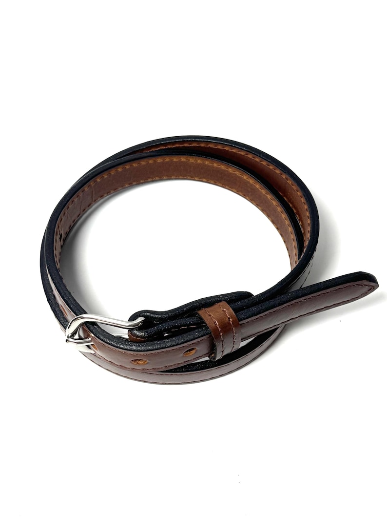 Brown Raised Center Leather Belt Top View