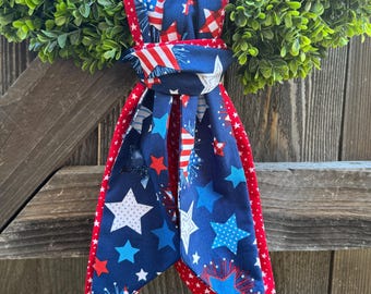 Patriotic Wreath Sash Bundle | 4th of July Wreath Sashes for Boxwood Wreaths | Americana Front Door Decor