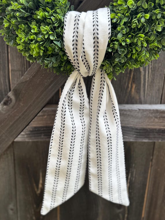 Neutral Wreath Sash | Farmhouse Fabric Door Sash | Interchangeable Wreath Ribbon | Everyday Neutral Decor | Wreath Accent