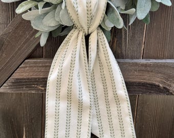 Neutral Wreath Sash | Farmhouse Fabric Door Sash | Interchangeable Wreath Ribbon | Everyday Neutral Decor | Wreath Accent