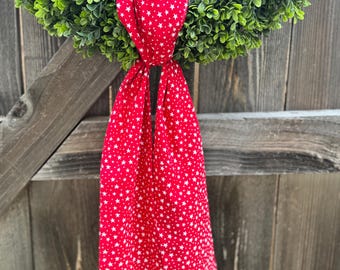 Patriotic Red Star Wreath Sash, 4th of July Door Decor, Red White Star Wreath Bow, Summer Patriotic Wreath Accessory, Memorial Day Decor