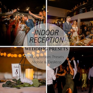 INDOOR RECEPTION WEDDING Lightroom Presets, Low Light, Tungsten, Ballroom, Candlelight Photography, Warm Wedding Presets