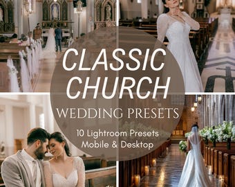 Classic Church Wedding Lightroom Presets, Natural Skin Tones (Mobile + Desktop)