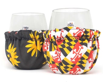 Reversible Drink Sleeve Cover Cozy | Maryland Flag/Maryland Flower Black Eyed Susan