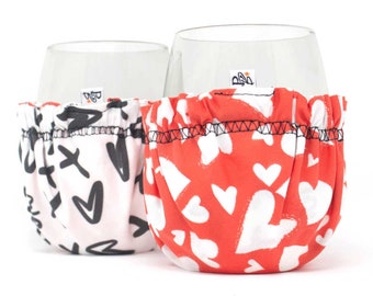 Reversible Drink Sleeve Cover Cozy | Hearts/Love XO