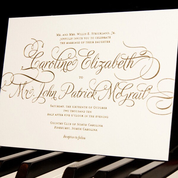 Invito nozze d'oro - Calligrafia classica moderna Script semplice stampabile, lamina
