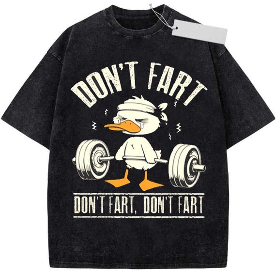 Vintage Don’t Fart Duck Gym T-Shirt – Funny Workout Tee, Bodybuilding Shirt, Duck Meme Pump Cover, Trending Gym Shirt 2025 for Men Women
