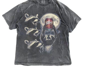 Funny Raccoon Shirt – Raccoon Moon Graphic Tee, Vintage Animal T-Shirt, Retro Aesthetic