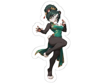 Panda anthropomorphe vêtu d'une robe de Chine verte Sticker de Zazzle.be Liste d'envies Créez un Magasin Vous avez des idées ? Personnage d'anime à fourrure