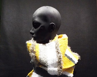 Handwoven Scarf-yellow/gray
