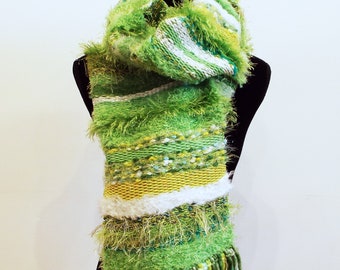 Handwoven Scarf /Shawl - Lime green