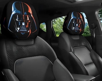 2pc Car Headrest Cover Set - Star  Wars Darth Vader Themed Universal Vehicle Accessories