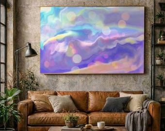 Neon Waves – Dreamy Abstract Wall Art Print