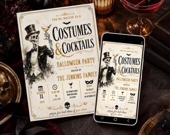 Costumes & Cocktails Halloween Party Invitation - Editable Template for Print and Digital (Instant Download)