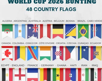 World Cup Party 48 Country Flag Bunting (Instant Download)