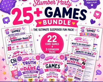 Slumber Party Games Bundle for Tween & Teen Girl Sleepover (Instant Download and Print)