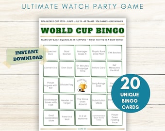 World Cup Bingo Game Soccer Watch Party Activity (Instant Download)