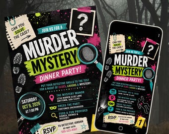 Halloween Party Invitation Murder Mystery Dinner Party - Editable Template for Print & Digital (Instant Download)