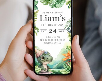 Digital Animated Dinosaur Birthday Invitation for Kids (Instant Download)