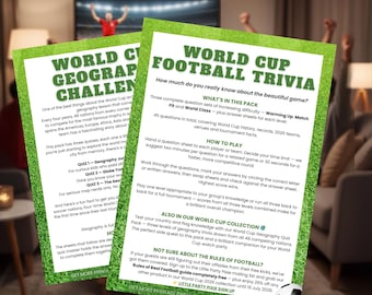 World Cup 2026 Watch Party Trivia Games Football Quiz Geography Challenge Instant Download Printables for Soccer Party