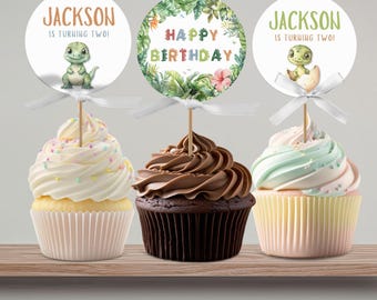 Dinosaur Cake Toppers Editable Template Design (Instant Download)