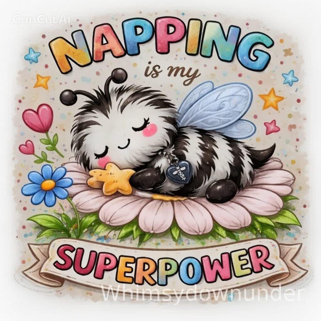 Zebra Bee Sticker | Napping Superpower, Chronic Illness Humor (instant ...
