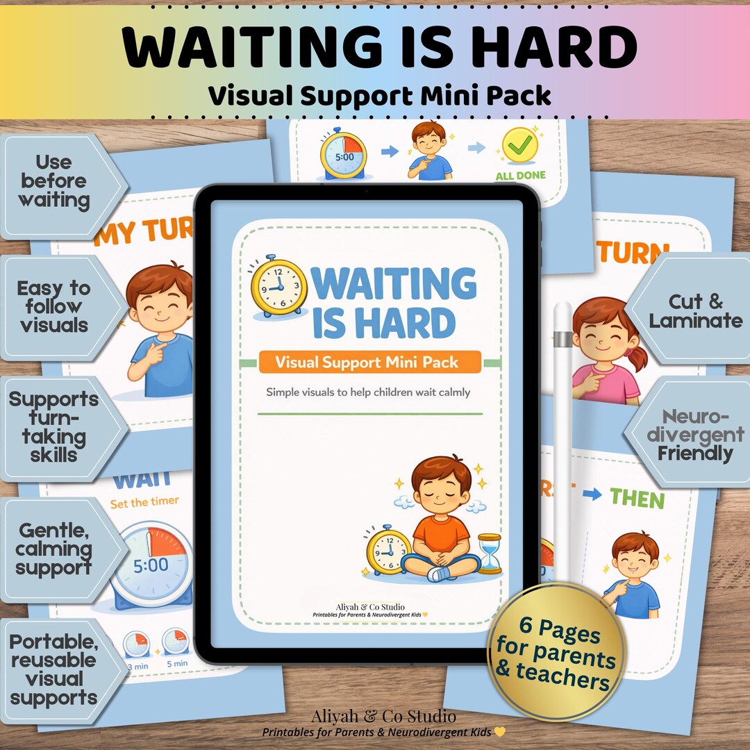 Waiting Visual Support Cards | Autism, ADHD, Turn-taking (PDF Download ...