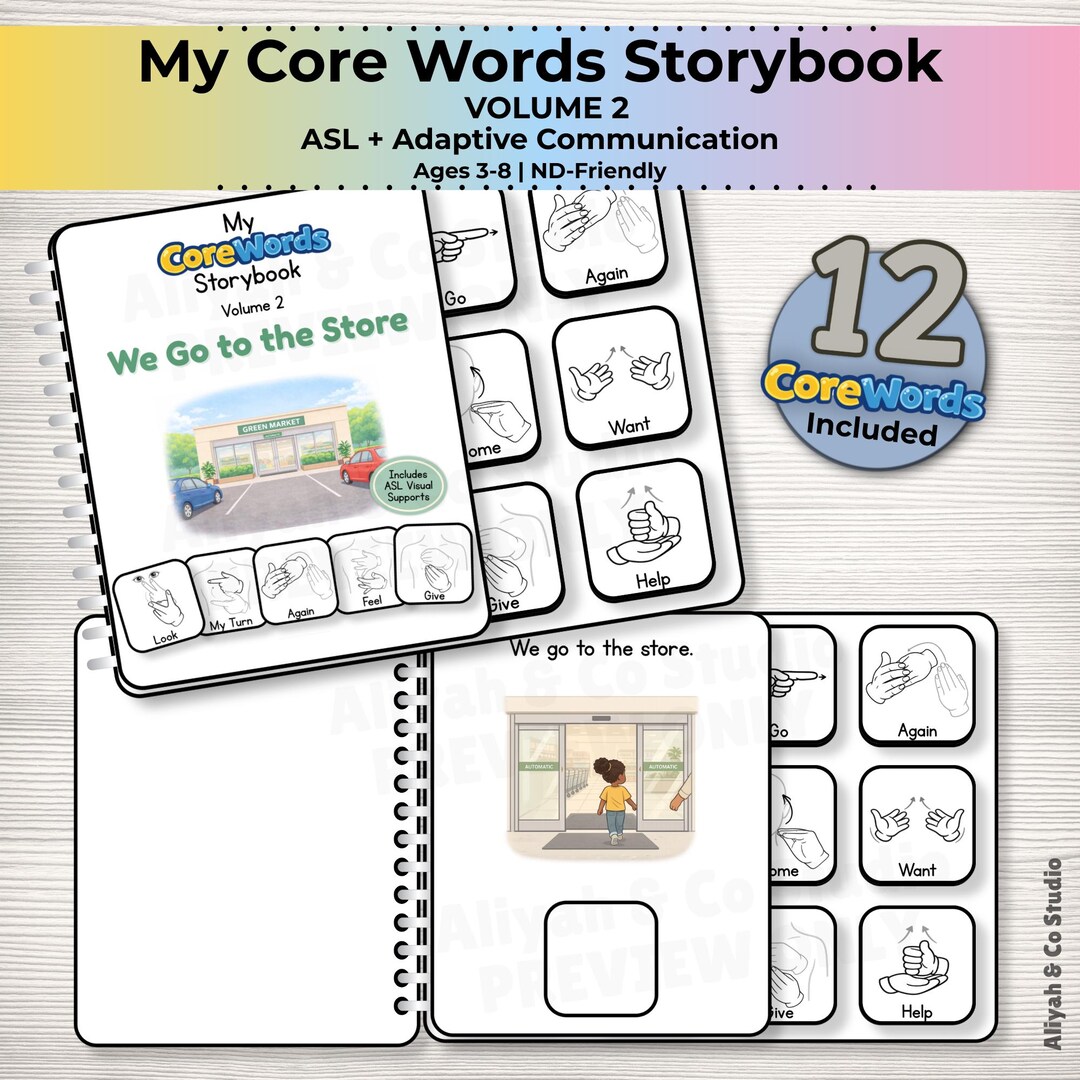 Core Words Storybook Vol. 2 | ASL Visuals, We Go to the Store ...