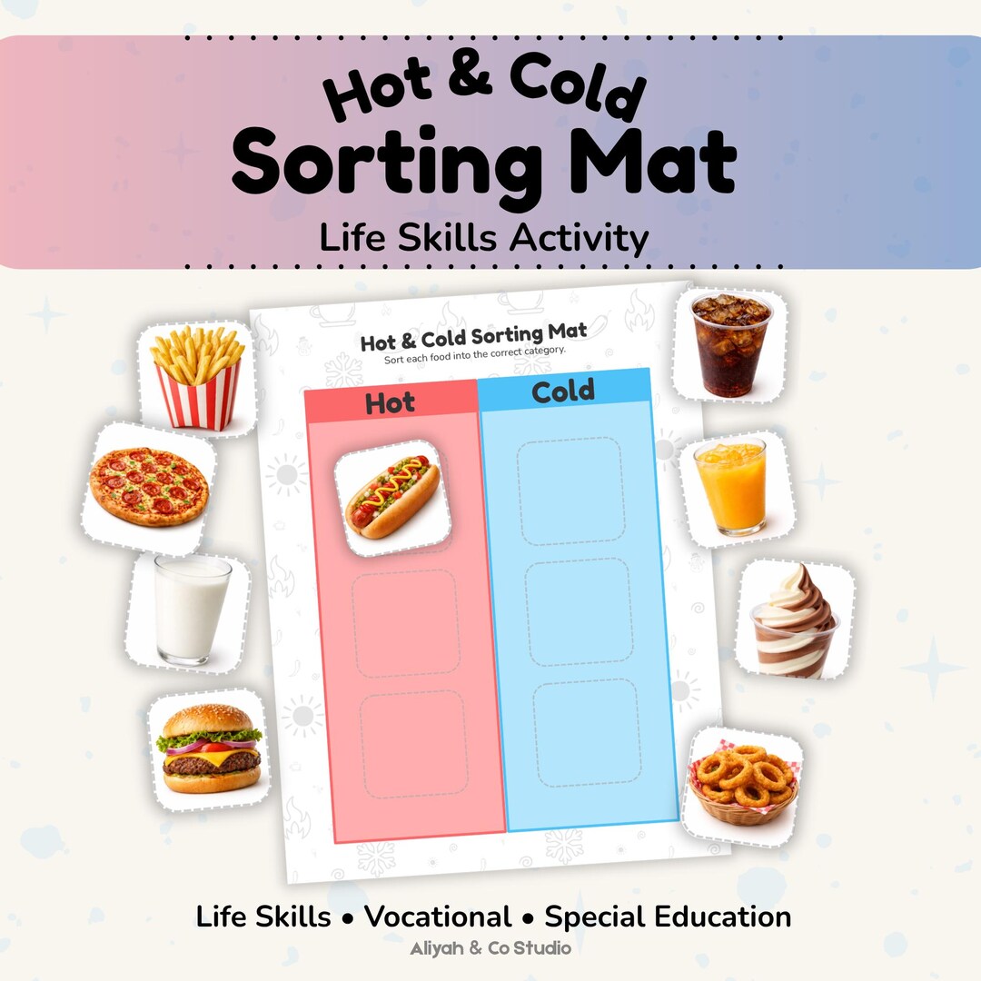 Hot Cold Food Sorting Activity | Realistic Life Skills Printable ...