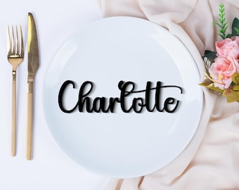 Custom Wooden Name Place Cards, Personalized Wedding Name Tags, Laser Cut Guest Name Cards, Wedding Table Decor