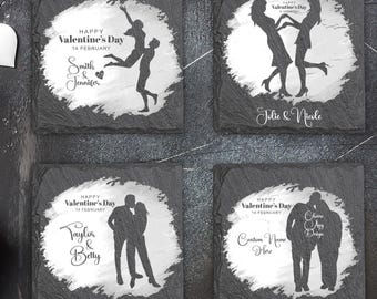 Custom Engraved Valentine Coaster - Personalized Heart Gift for Her,Romantic Valentines Day Love Gift