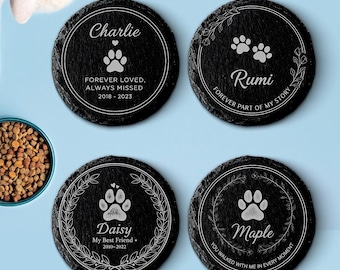 Personalized Dog Cat Name Slate Coaster - Custom Pet Monogram Gift for Pet Lovers