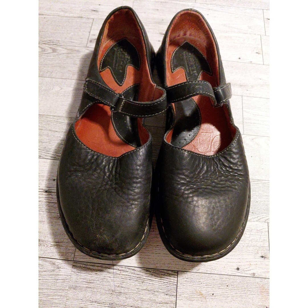 Born Handcrafted Foodwear Black Leather Chunky Mary Jane Contrast ...