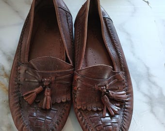 Bass Brown Leather Upper Balance Made in Brazil MEN 8.5 Dress Shoes with Tassel